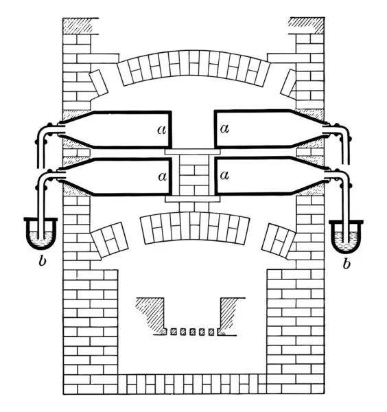 Imagen Representa Las Réplicas Arcilla Utilizadas Destilación Fósforo Altas Temperaturas — Vector de stock