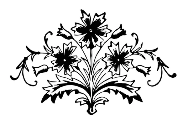 Floral Motief Een Decoratieve Elementen Vintage Lijntekening Gravure Illustratie — Stockvector