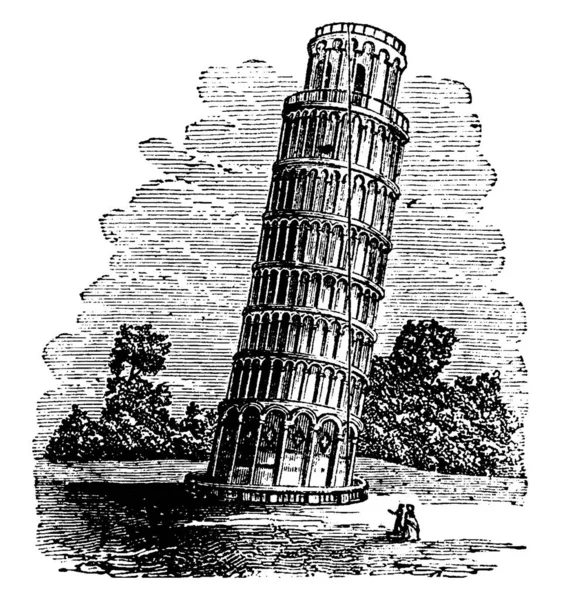 Torre Pisa Situata Italia Edifici Monumenti Italiani Architettura Romanica Illustrazione — Vettoriale Stock