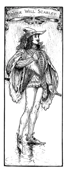 Мужчина Военной Форме Мастер Будет Вписан Сверху Рисунок Винтажной Линии — стоковый вектор