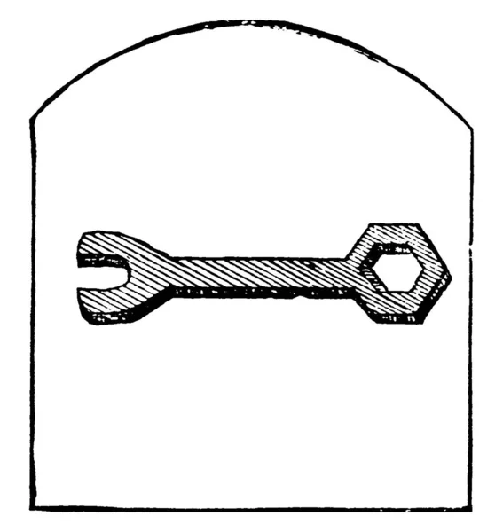 この図は 突然の暴力的なねじれやプル ビンテージの線の描画や彫刻イラスト レンチを表します — ストックベクタ