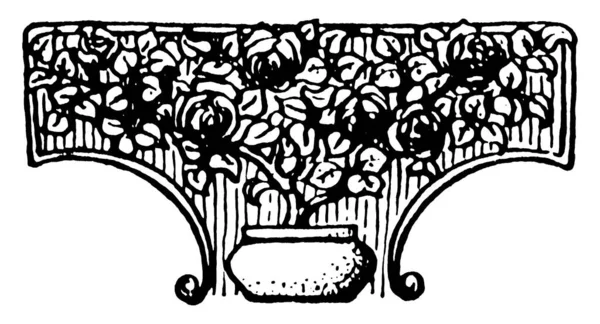 Floral Tailpiece Diseño Planta Punteada Dibujo Línea Vintage Grabado — Archivo Imágenes Vectoriales