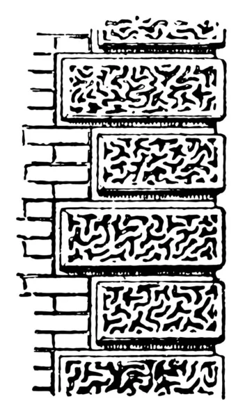 Vermiculated Murverk Rustik Spår Carving Ytbehandling Oregelbundna Vintage Linje Ritning — Stock vektor