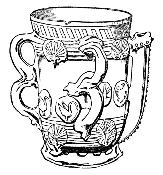 Tyg スタッフォードシャーの陶器 そのほとんどは おそらく装飾よりもむしろ飲む ビンテージの線の描画やイラストを彫刻に使用されました — ストックベクタ