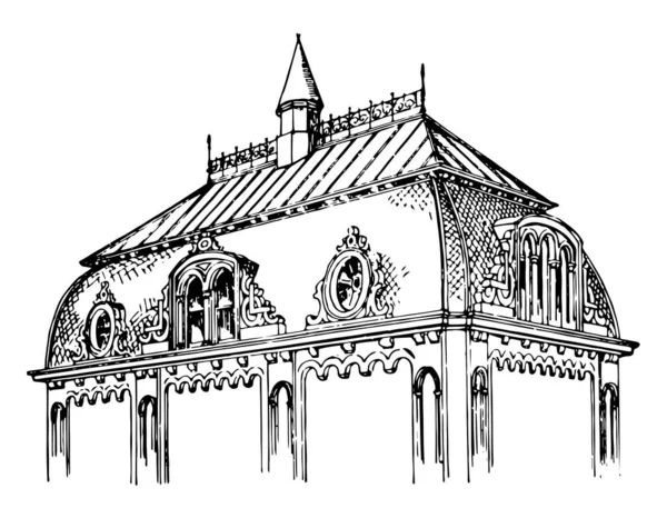 French Roof Almost Vertical Sides Have Two Slopes Each Its — стоковый вектор