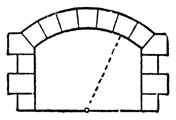 节段拱 其中中心低于雨后春笋 梯形图 复古线条绘制或雕刻插图 — 图库矢量图片
