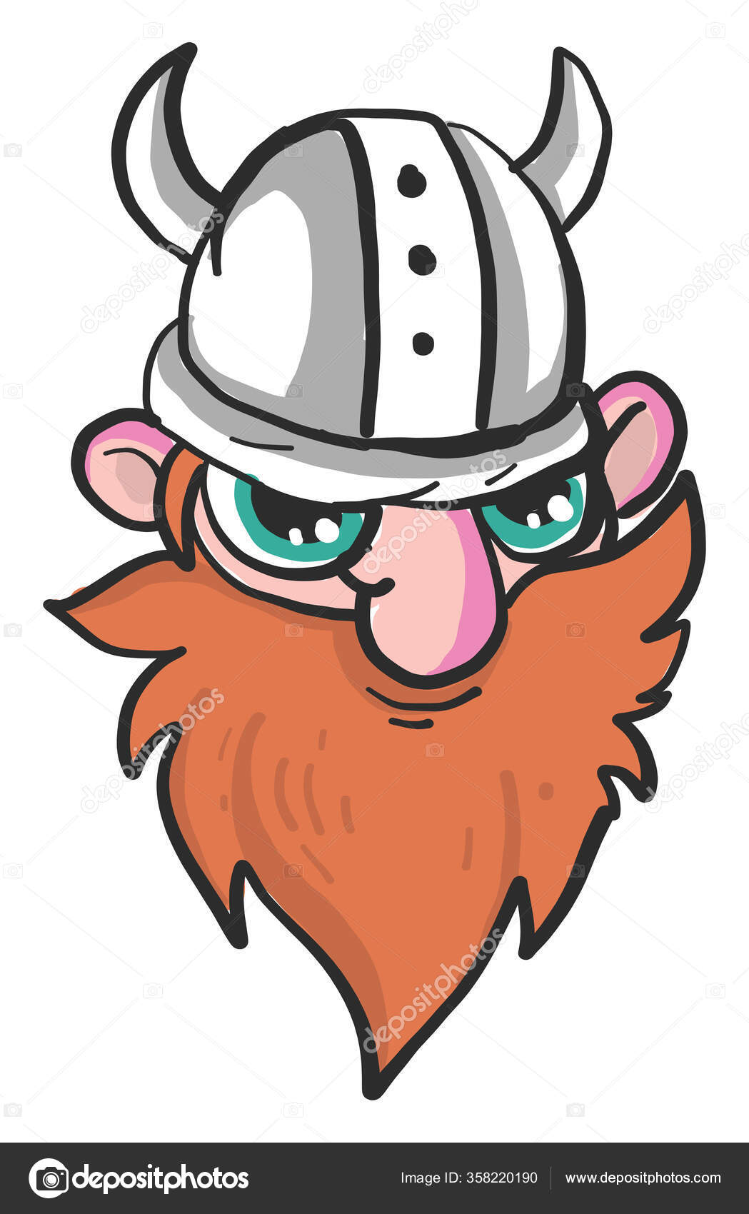 Angry Viking Head Иллюстрация Вектор Белом Фоне Векторное.