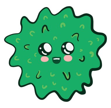 Yeşil sevimli virüs, illüstrasyon, beyaz arkaplanda vektör