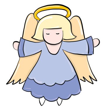 Mor renkli melek, illüstrasyon, beyaz arkaplanda vektör