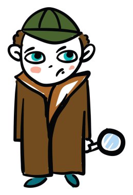 Sherlock Holmes beyaz arkaplan üzerinde büyütme aracı, illüstrasyon, vektör