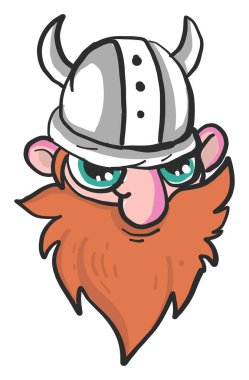 Kızgın Viking kafası, illüstrasyon, beyaz arkaplanda vektör