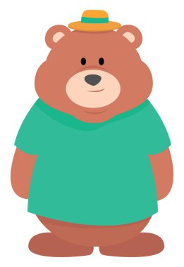 Yeşil gömlekli ayı, illüstrasyon, beyaz arka planda vektör