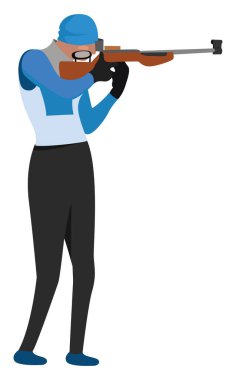 Biatlon sporu, illüstrasyon, beyaz arkaplanda vektör