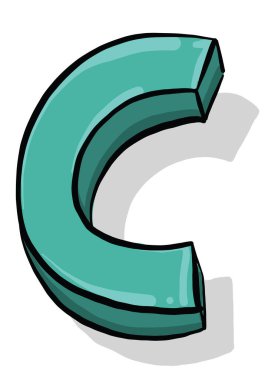 C harfi, illüstrasyon, beyaz arkaplan üzerindeki vektör