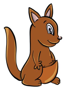 Kanguru karikatürü, illüstrasyon, beyaz arkaplanda vektör