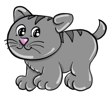 Şirin küçük kedi, illüstrasyon, beyaz arka planda vektör.