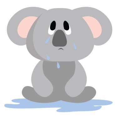 Crying koala, illustration, vector on white background clipart