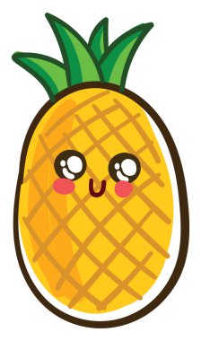Sevimli ananas, illüstrasyon, beyaz arka plan vektör