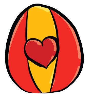 Kalbi, illüstrasyonu ve beyaz arka planı olan Paskalya yumurtası.