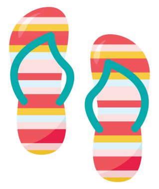 Renkli parmak arası terlikler, illüstrasyon, beyaz arkaplanda vektör
