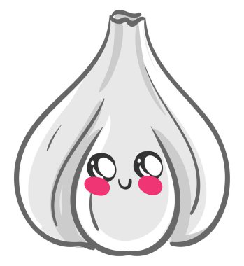 Sevimli sarımsak, illüstrasyon, beyaz arka plan vektör