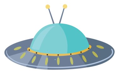 Mavi UFO, illüstrasyon, beyaz arkaplanda vektör