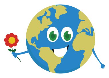 Çiçekli gezegen, illüstrasyon, beyaz arkaplanda vektör