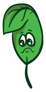 Yeşil üzgün yaprak, illüstrasyon, beyaz arkaplan üzerindeki vektör