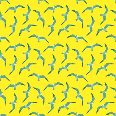 Martılar deseni, illüstrasyon, beyaz arkaplan üzerindeki vektör