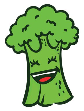 Mutlu brokoli, illüstrasyon, beyaz arkaplan vektörü