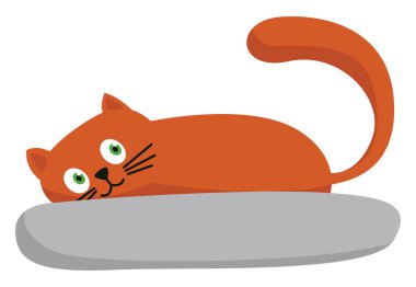 Kedi yastıkta, illüstrasyon, vektör beyaz arkaplanda