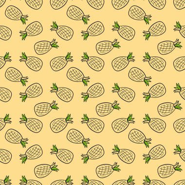Ananas deseni, illüstrasyon, beyaz arkaplan üzerindeki vektör