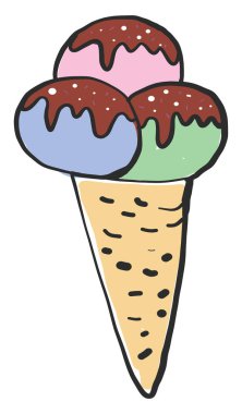 Çok renkli dondurma, illüstrasyon, beyaz arkaplanda vektör