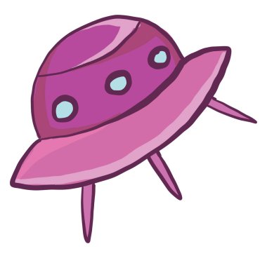 Pembe UFO, illüstrasyon, beyaz arkaplanda vektör