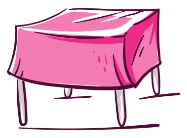 Pembe masa örtüsü, illüstrasyon, beyaz arkaplanda vektör