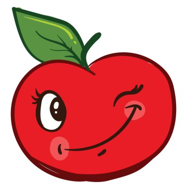 Kırmızı göz kırpan elma, illüstrasyon, beyaz arkaplan üzerindeki vektör