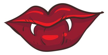 Kırmızı vampir dudakları, illüstrasyon, beyaz arkaplanda vektör