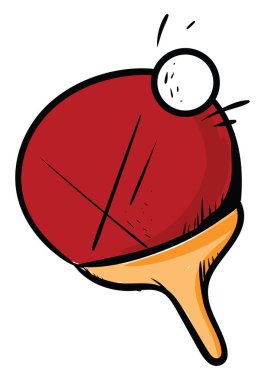 Kırmızı ping pong raketi, illüstrasyon, beyaz arkaplanda vektör