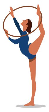 Ritmik jimnastik, illüstrasyon, beyaz arkaplanda vektör