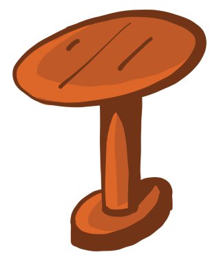 Yuvarlak ahşap masa, illüstrasyon, beyaz arkaplanda vektör