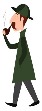 Yeşilli dedektif, illüstrasyon, beyaz arkaplan vektörü.