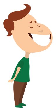 Güneşli bir günde erkek, beyaz arkaplanda illüstrasyon, vektör