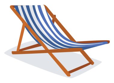 Kumsalda güneşli yatak, beyaz arka planda çizim, vektör