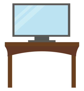 Tahta ayakta TV, illüstrasyon, beyaz arkaplanda vektör