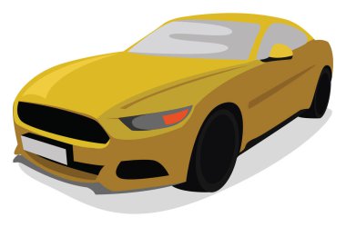 Sarı spor araba, illüstrasyon, beyaz arka planda vektör