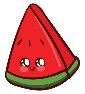 Karpuz parçası şirin, illüstrasyon, beyaz arkaplanda vektör