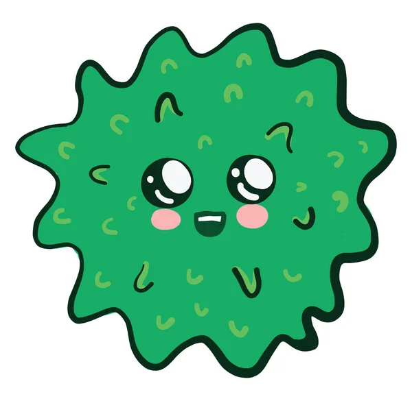 Virus Carino Verde Illustrazione Vettore Sfondo Bianco — Vettoriale Stock