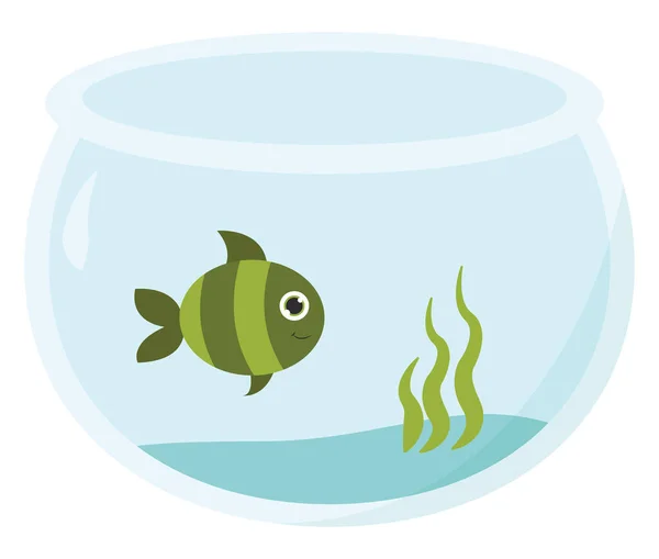 Grüne Fische Aquarium Illustration Vektor Auf Weißem Hintergrund — Stockvektor