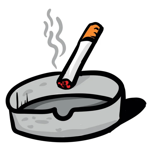 Cenicero Cigarrillo Ilustración Vector Sobre Fondo Blanco — Vector de stock