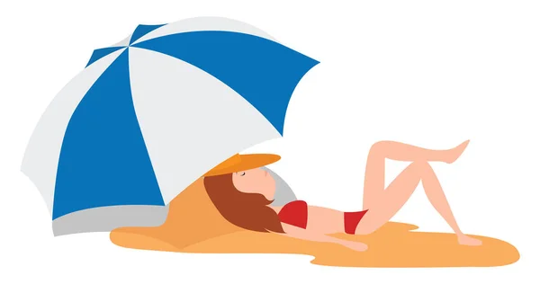 Fille Sur Plage Illustration Vecteur Sur Fond Blanc — Image vectorielle